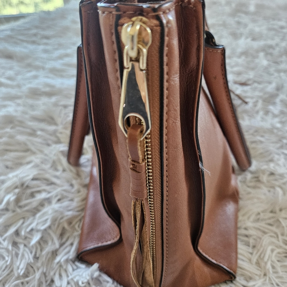 Rebecca Minkoff Regan Satchel Brown Leather Large Tote Bag Expandable Spacious - Picture 8 of 15